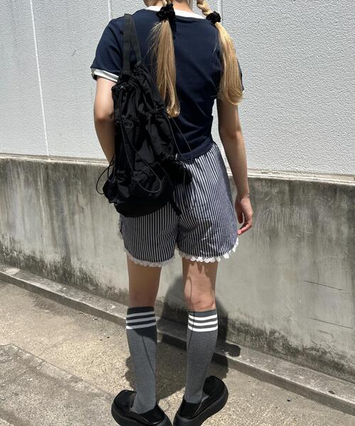WC(ダブル シー)の「フリルレースストライプショーツ(その他パンツ・レディース・ブラック/ブルー・FREE)」の8枚目の写真