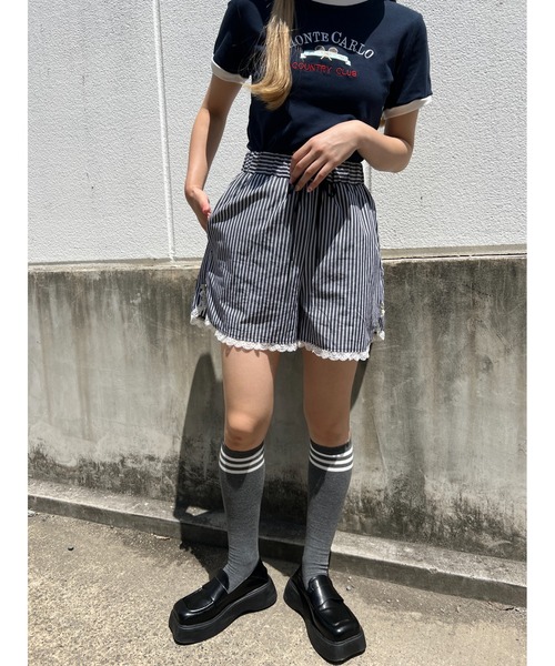 WC(ダブル シー)の「フリルレースストライプショーツ(その他パンツ・レディース・ブラック/ブルー・FREE)」の14枚目の写真