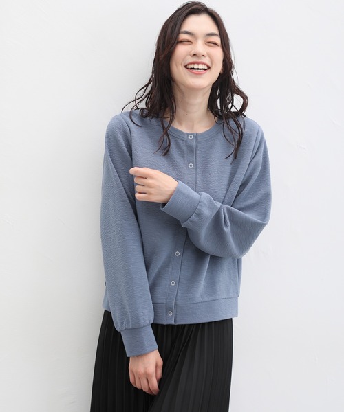 Honeys（ハニーズ）の「ドット釦クルーネックカーディガン（カーディガン/ボレロ・レディース・アイボリー/ブルー系その他/オレンジ/ブラック/ブラウン・L/LL/M/3L）」の5枚目の写真