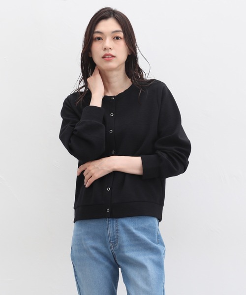 Honeys（ハニーズ）の「ドット釦クルーネックカーディガン（カーディガン/ボレロ・レディース・アイボリー/ブルー系その他/オレンジ/ブラック/ブラウン・L/LL/M/3L）」の9枚目の写真