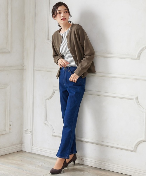 Honeys（ハニーズ）の「ドット釦クルーネックカーディガン（カーディガン/ボレロ・レディース・アイボリー/ブルー系その他/オレンジ/ブラック/ブラウン・L/LL/M/3L）」の15枚目の写真