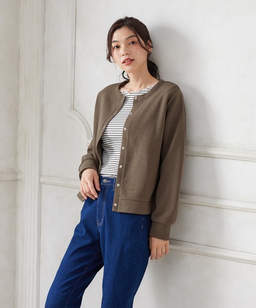 Honeys（ハニーズ）の「ドット釦クルーネックカーディガン（カーディガン/ボレロ・レディース・アイボリー/ブルー系その他/オレンジ/ブラック/ブラウン・L/LL/M/3L）」の16枚目の写真