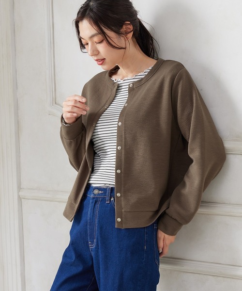 Honeys（ハニーズ）の「ドット釦クルーネックカーディガン（カーディガン/ボレロ・レディース・アイボリー/ブルー系その他/オレンジ/ブラック/ブラウン・L/LL/M/3L）」の17枚目の写真