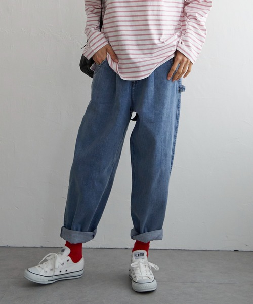 LBC（エルビーシー）の「【選べるセットアップ】デニムシェフパンツ（デニムパンツ・レディース・ダークネイビー/ネイビー/ブルー/ブラック/ドット・M/L）」の3枚目の写真