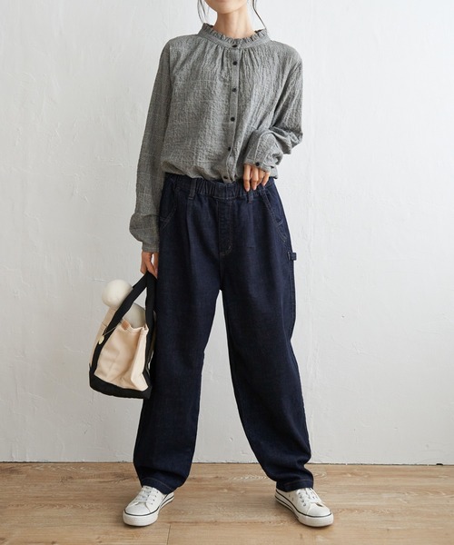 LBC（エルビーシー）の「【選べるセットアップ】デニムシェフパンツ（デニムパンツ・レディース・ダークネイビー/ネイビー/ブルー/ブラック/ドット・M/L）」の9枚目の写真