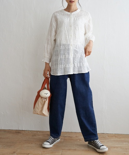 LBC（エルビーシー）の「【選べるセットアップ】デニムシェフパンツ（デニムパンツ・レディース・ダークネイビー/ネイビー/ブルー/ブラック/ドット・M/L）」の8枚目の写真