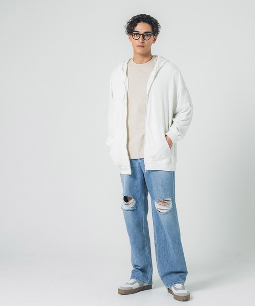 coca(coca)(コカ)の「メンズ裏パイルZIPパーカー(パーカー・メンズ・アイボリー/ブラック/ネイビー・M/L)」の4枚目の写真