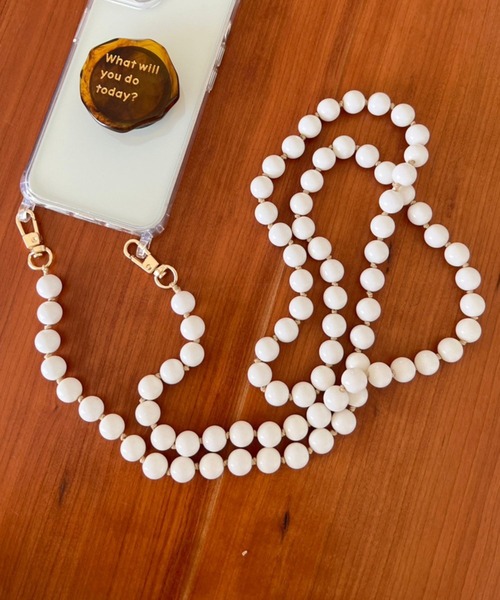 Me%（ミィパーセント）の「ボールコードモバイルストラップ  972615（スマホグッズ・レディース・シルバー/ホワイト・FREE）」の2枚目の写真