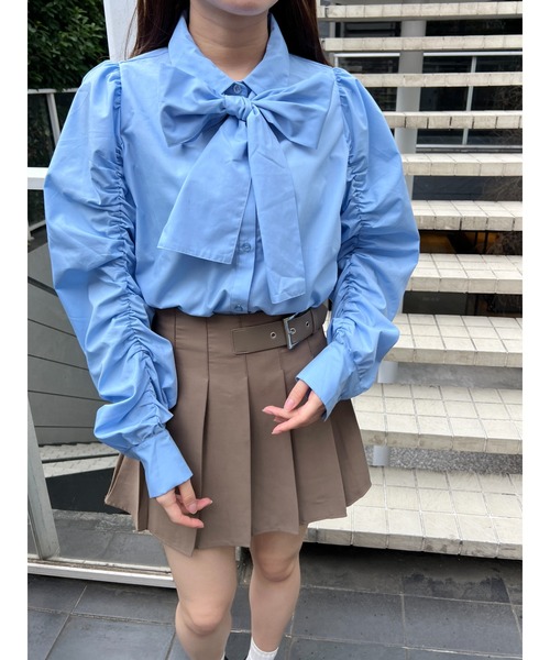 PHILLY(フィリー)の「【PHILLY】くしゅくしゅリボンSETブラウス(シャツ/ブラウス・レディース・ブルー/ホワイト/ブラック・FREE)」の20枚目の写真