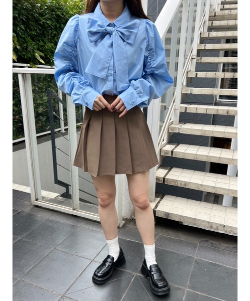 PHILLY(フィリー)の「【PHILLY】くしゅくしゅリボンSETブラウス(シャツ/ブラウス・レディース・ブルー/ホワイト/ブラック・FREE)」の21枚目の写真
