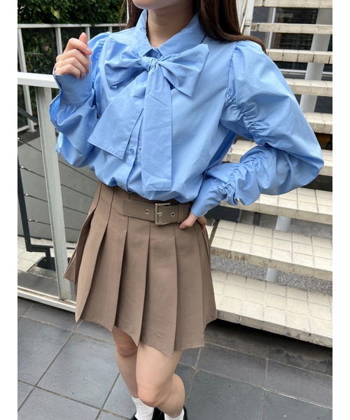 PHILLY(フィリー)の「【PHILLY】くしゅくしゅリボンSETブラウス(シャツ/ブラウス・レディース・ブルー/ホワイト/ブラック・FREE)」の22枚目の写真