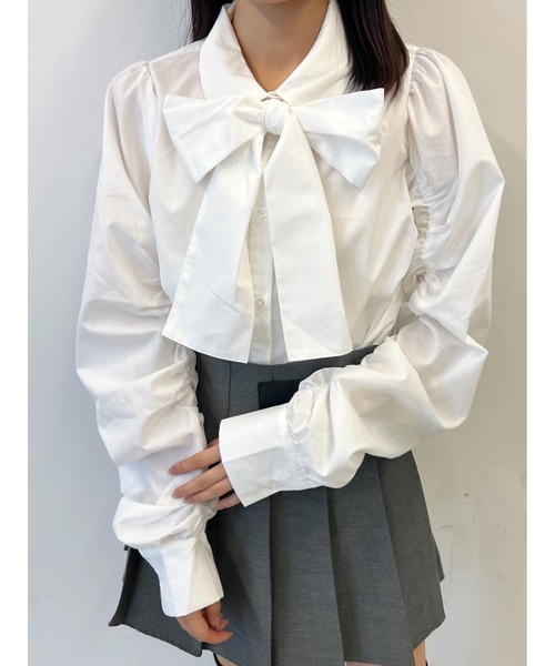 PHILLY(フィリー)の「【PHILLY】くしゅくしゅリボンSETブラウス(シャツ/ブラウス・レディース・ブルー/ホワイト/ブラック・FREE)」の5枚目の写真