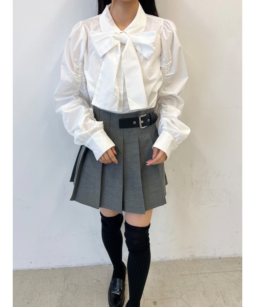 PHILLY(フィリー)の「【PHILLY】くしゅくしゅリボンSETブラウス(シャツ/ブラウス・レディース・ブルー/ホワイト/ブラック・FREE)」の6枚目の写真