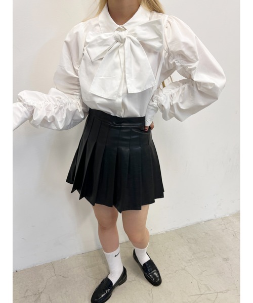 PHILLY(フィリー)の「【PHILLY】くしゅくしゅリボンSETブラウス(シャツ/ブラウス・レディース・ブルー/ホワイト/ブラック・FREE)」の11枚目の写真