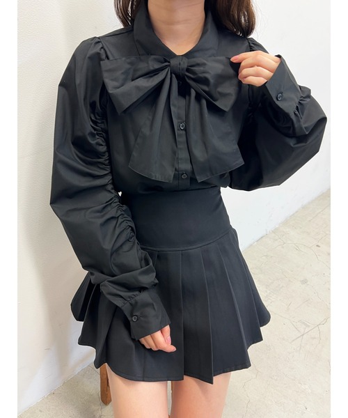 PHILLY(フィリー)の「【PHILLY】くしゅくしゅリボンSETブラウス(シャツ/ブラウス・レディース・ブルー/ホワイト/ブラック・FREE)」の13枚目の写真