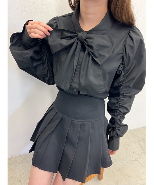 PHILLY(フィリー)の「【PHILLY】くしゅくしゅリボンSETブラウス(シャツ/ブラウス・レディース・ブルー/ホワイト/ブラック・FREE)」の15枚目の写真