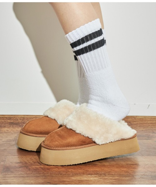 ANAP（アナップ）の「厚底ムートンスリッポン（スリッポン・レディース・ピンク/ダークグレー/ベージュ・M/S/L）」の3枚目の写真