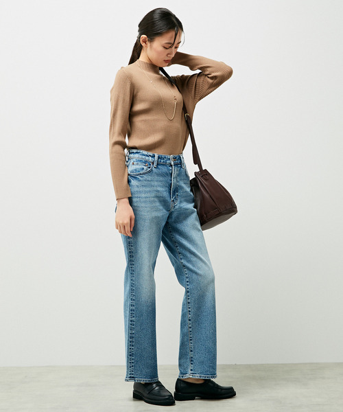 MELROSE claire（メルローズ クレール）の「【EDWIN essentials STRAIGHT】（デニムパンツ・レディース・ライトインディゴブルー/ブラック・1/2/3/4）」の3枚目の写真