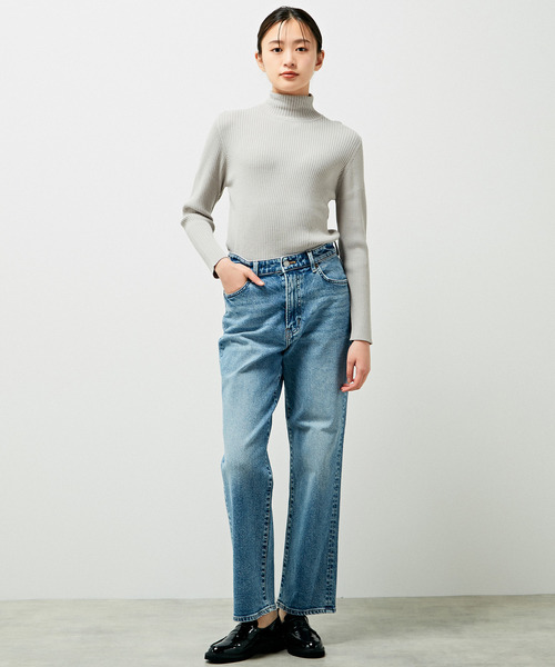 MELROSE claire（メルローズ クレール）の「【EDWIN essentials STRAIGHT】（デニムパンツ・レディース・ライトインディゴブルー/ブラック・1/2/3/4）」の5枚目の写真