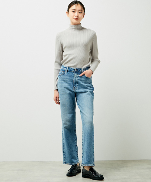 MELROSE claire（メルローズ クレール）の「【EDWIN essentials STRAIGHT】（デニムパンツ・レディース・ライトインディゴブルー/ブラック・1/2/3/4）」の9枚目の写真