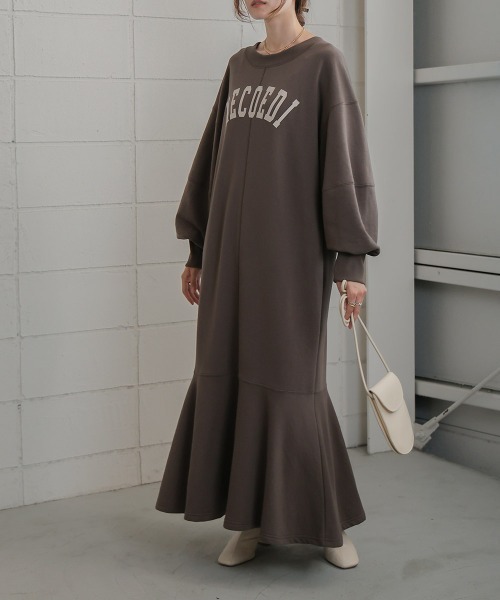 Bab（バブ）の「【低身長向けサイズあり】袖ボリューム前後2WAYマーメイドスウェットワンピース（ワンピース・レディース・チャコールグレー/杢グレー/サックスブルー/ブラック/モカ・S/M）」の7枚目の写真