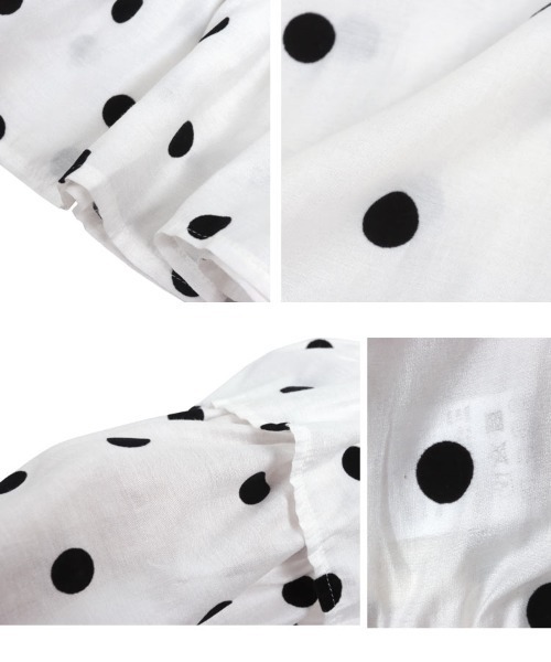 Petitle（プチレ）の「[ 低身長向けサイズ ] フロッキードットティアードブラウス（シャツ/ブラウス・レディース・オフホワイト/ネイビー/ブラック・PM）」の12枚目の写真
