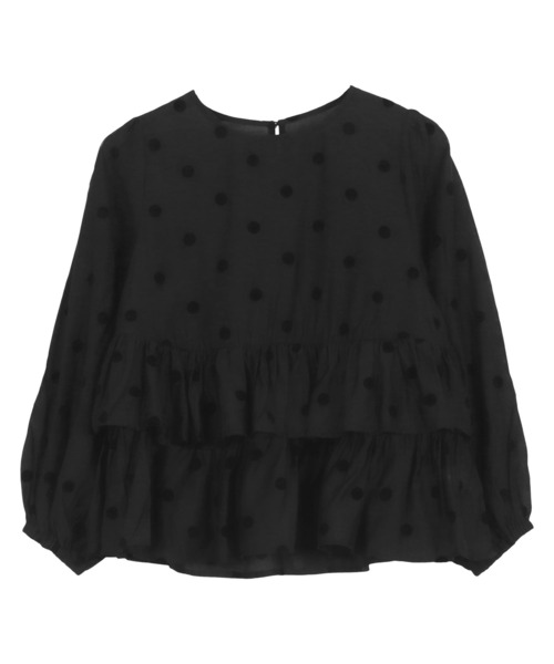 Petitle（プチレ）の「[ 低身長向けサイズ ] フロッキードットティアードブラウス（シャツ/ブラウス・レディース・オフホワイト/ネイビー/ブラック・PM）」の15枚目の写真
