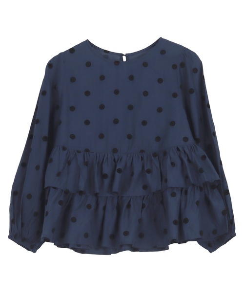 Petitle（プチレ）の「[ 低身長向けサイズ ] フロッキードットティアードブラウス（シャツ/ブラウス・レディース・オフホワイト/ネイビー/ブラック・PM）」の16枚目の写真