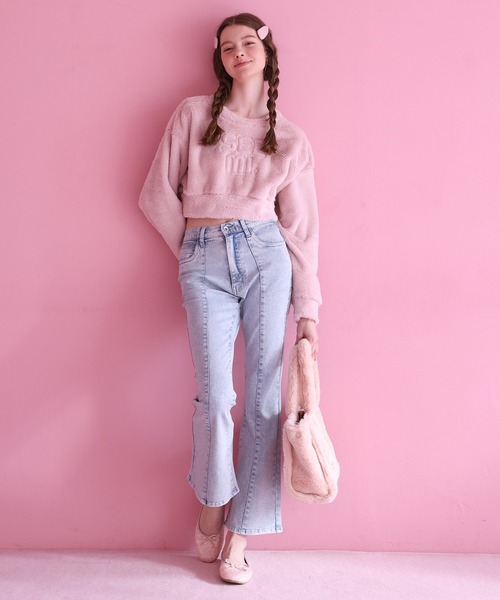 Seemi. byNICECLAUP（ シーミーバイナイスクラップ）の「Seemi フェイクファートップス（スウェット・レディース・ライトピンク/オフホワイト/ピンク・FREE）」の6枚目の写真