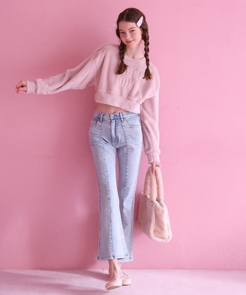 Seemi. byNICECLAUP（ シーミーバイナイスクラップ）の「Seemi フェイクファートップス（スウェット・レディース・ライトピンク/オフホワイト/ピンク・FREE）」の7枚目の写真