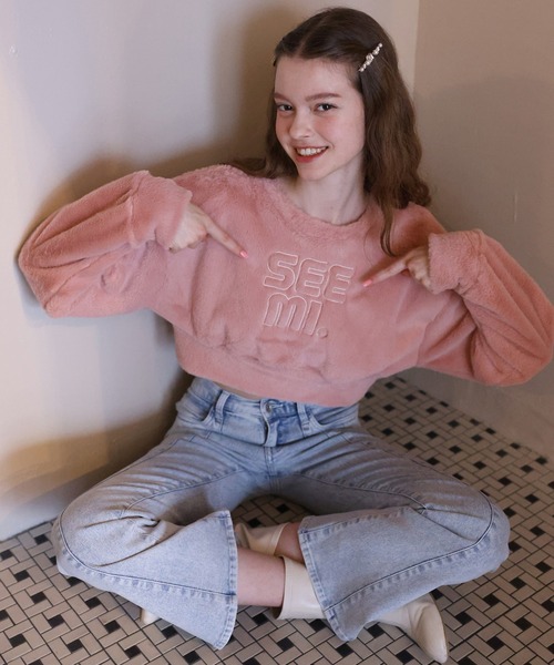 Seemi. byNICECLAUP（ シーミーバイナイスクラップ）の「Seemi フェイクファートップス（スウェット・レディース・ライトピンク/オフホワイト/ピンク・FREE）」の10枚目の写真