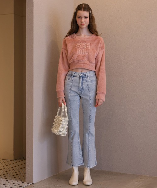 Seemi. byNICECLAUP（ シーミーバイナイスクラップ）の「Seemi フェイクファートップス（スウェット・レディース・ライトピンク/オフホワイト/ピンク・FREE）」の11枚目の写真