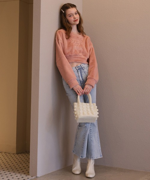 Seemi. byNICECLAUP（ シーミーバイナイスクラップ）の「Seemi フェイクファートップス（スウェット・レディース・ライトピンク/オフホワイト/ピンク・FREE）」の12枚目の写真