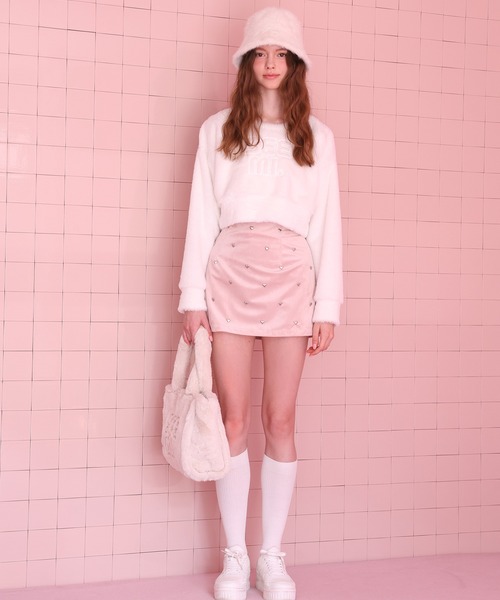 Seemi. byNICECLAUP（ シーミーバイナイスクラップ）の「Seemi フェイクファートップス（スウェット・レディース・ライトピンク/オフホワイト/ピンク・FREE）」の15枚目の写真