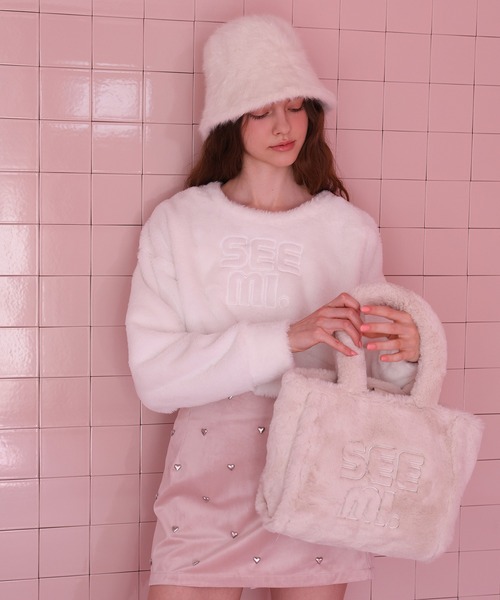 Seemi. byNICECLAUP（ シーミーバイナイスクラップ）の「Seemi フェイクファートップス（スウェット・レディース・ライトピンク/オフホワイト/ピンク・FREE）」の18枚目の写真