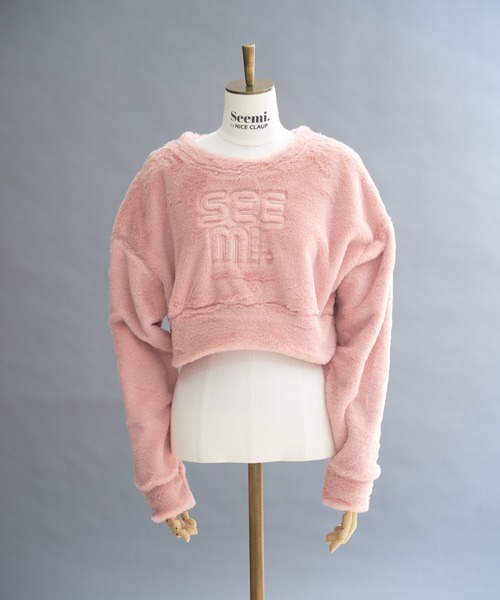 Seemi. byNICECLAUP（ シーミーバイナイスクラップ）の「Seemi フェイクファートップス（スウェット・レディース・ライトピンク/オフホワイト/ピンク・FREE）」の20枚目の写真