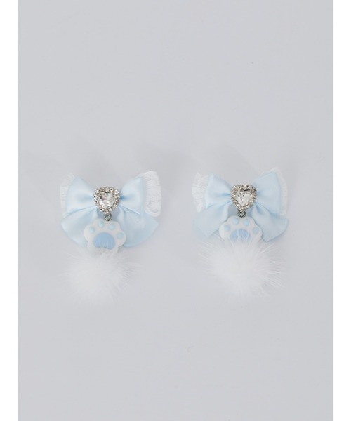 Ank Rouge（アンクルージュ）の「肉球リボンピアス（ピアス（両耳用）・レディース・ブラック/ホワイト/ピンク/ブルー・FREE）」の3枚目の写真