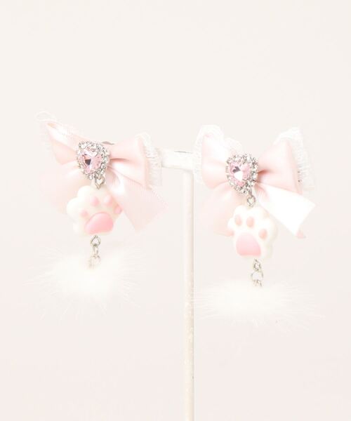 Ank Rouge（アンクルージュ）の「肉球リボンピアス（ピアス（両耳用）・レディース・ブラック/ホワイト/ピンク/ブルー・FREE）」の6枚目の写真