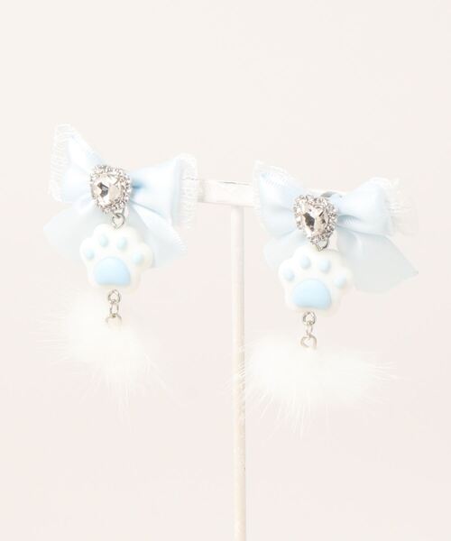 Ank Rouge（アンクルージュ）の「肉球リボンピアス（ピアス（両耳用）・レディース・ブラック/ホワイト/ピンク/ブルー・FREE）」の8枚目の写真