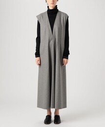 トゥモローランドビー　カレッジフラノ Vネックロングドレス　グレー TOMORROWLAND .B（トゥモローランドビー）の「カレッジフラノ V