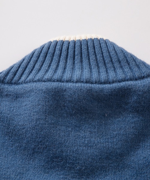 HOOK(フック)の「HOOK -original- ワッペン刺繍ボーダーリブレーシング風ダブルジップカーディガン ドライバーズニット(カーディガン/ボレロ・メンズ・ブラック/ブルー・M/L/XL)」の18枚目の写真
