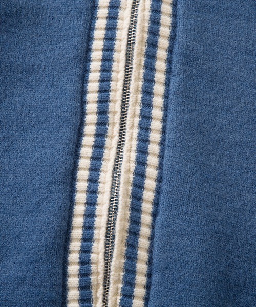 HOOK(フック)の「HOOK -original- ワッペン刺繍ボーダーリブレーシング風ダブルジップカーディガン ドライバーズニット(カーディガン/ボレロ・メンズ・ブラック/ブルー・M/L/XL)」の13枚目の写真
