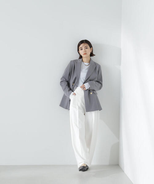 NATURAL BEAUTY BASIC(ナチュラルビューティーベーシック)の「◇ダブルブレストボクシージャケット(テーラードジャケット・レディース・ネイビー/グレー・SMALL/MEDIUM)」の3枚目の写真