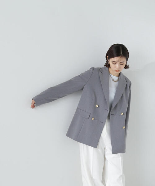 NATURAL BEAUTY BASIC(ナチュラルビューティーベーシック)の「◇ダブルブレストボクシージャケット(テーラードジャケット・レディース・ネイビー/グレー・SMALL/MEDIUM)」の4枚目の写真