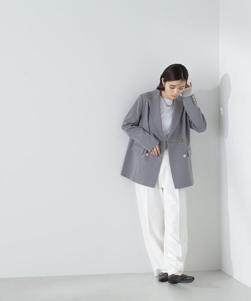 NATURAL BEAUTY BASIC(ナチュラルビューティーベーシック)の「◇ダブルブレストボクシージャケット(テーラードジャケット・レディース・ネイビー/グレー・SMALL/MEDIUM)」の5枚目の写真