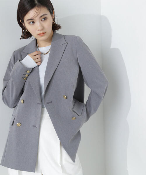 NATURAL BEAUTY BASIC(ナチュラルビューティーベーシック)の「◇ダブルブレストボクシージャケット(テーラードジャケット・レディース・ネイビー/グレー・SMALL/MEDIUM)」の6枚目の写真
