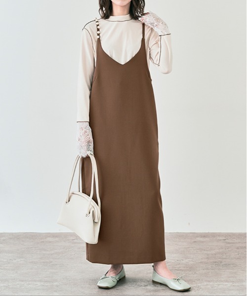 kirakiraShop（キラキラショップ）の「パール ショルダー キャミ ワンピース（ワンピース・レディース・チャコール/ブラック/ブラウン・L/M）」の3枚目の写真