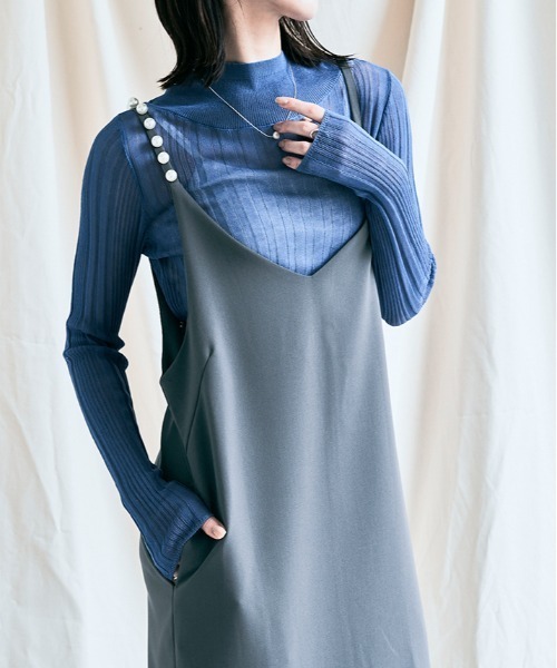 kirakiraShop（キラキラショップ）の「パール ショルダー キャミ ワンピース（ワンピース・レディース・チャコール/ブラック/ブラウン・L/M）」の8枚目の写真
