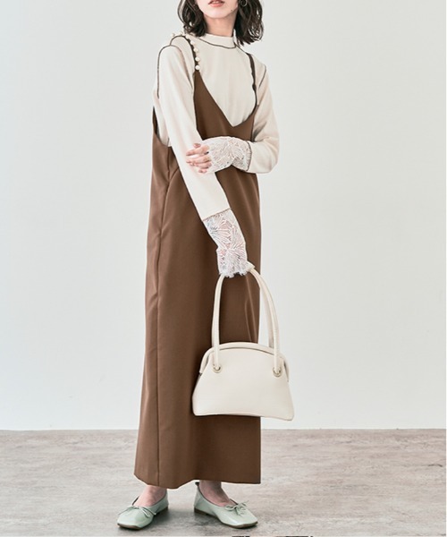 kirakiraShop（キラキラショップ）の「パール ショルダー キャミ ワンピース（ワンピース・レディース・チャコール/ブラック/ブラウン・L/M）」の9枚目の写真