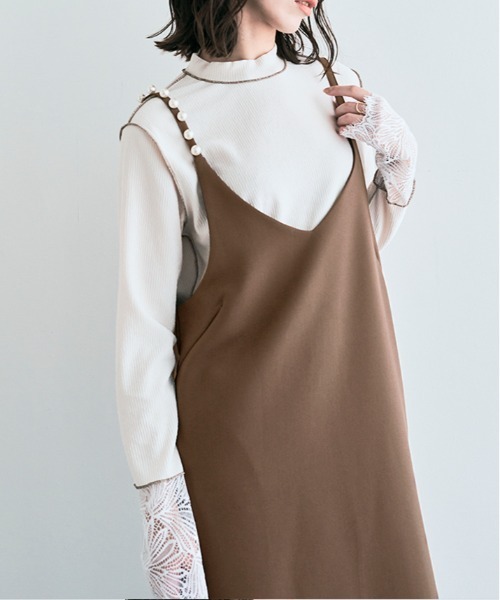 kirakiraShop（キラキラショップ）の「パール ショルダー キャミ ワンピース（ワンピース・レディース・チャコール/ブラック/ブラウン・L/M）」の16枚目の写真